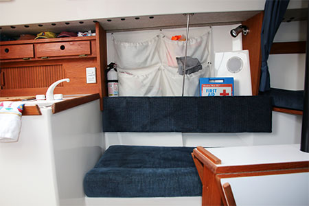 Salon port side showing 7' settee.